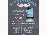 1st Birthday Mustache Invitations Boys Chalkboard Mustache 1st Birthday Invitation Zazzle