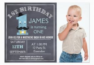 1st Birthday Mustache Invitations Chalkboard Mustache 1st Birthday Party Invitation Zazzle