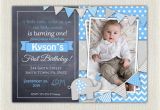 1st Birthday Party Invitations for Boys Elephant Boys Blue Grey 1st Birthday Invitation Download