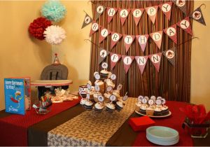1st Birthday Party Table Decorations sock Monkey themed First Birthday Party Ideas