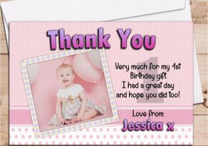 1st Birthday Photo Thank You Cards 10 Personalised Girls 1st First Birthday Party Thank You