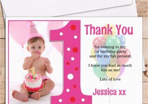 1st Birthday Photo Thank You Cards 10 Personalised Girls 1st First Birthday Thank You Photo