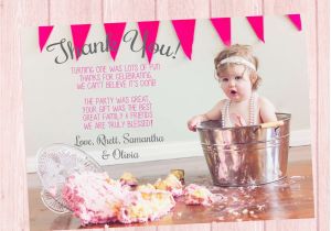 1st Birthday Photo Thank You Cards First Birthday Thank You Card Smash Cake by Twistedsistershop