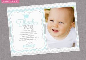 1st Birthday Photo Thank You Cards Prince Birthday Thank You Card 1st Boy First by