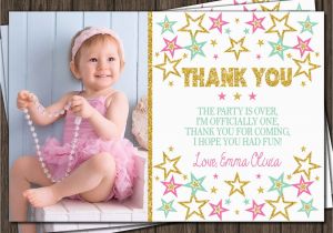 1st Birthday Photo Thank You Cards Twinkle Twinkle Little Star Thank You Card First