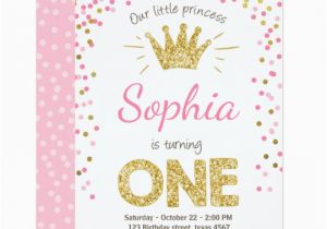 1st Birthday Princess Invitations Free Printables First Birthday Invitation Princess Gold Pink Zazzle Com