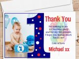 1st Birthday Thank You Card Messages 10 Personalised Boys First 1st Birthday Thank You Photo