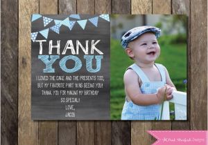 1st Birthday Thank You Card Messages Chalkboard Thank You Card with Picture Chalkboard Thank You