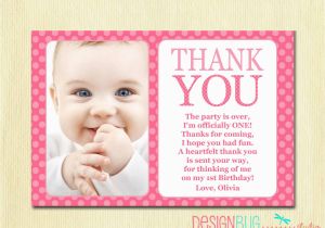 1st Birthday Thank You Card Messages First Birthday Matching Thank You Card 4×6 the Big One Diy