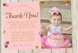 1st Birthday Thank You Card Messages First Birthday Thank You Card Pink Gold Glitter Thank You