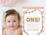 1st Birthday Thank You Photo Cards 1st Birthday Thank You Card 1st Birthday Thank You Note Pink