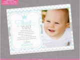 1st Birthday Thank You Photo Cards Prince Birthday Thank You Card 1st Boy First by