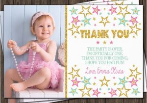 1st Birthday Thank You Photo Cards Twinkle Twinkle Little Star Thank You Card First