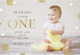 1st Year Baby Birthday Invitation Cards 1st Confetti Free Birthday Invitation Template