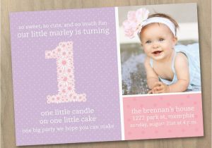 1st Year Baby Birthday Invitation Cards Baby Girl First 1st Birthday Photo Invitation Pink and