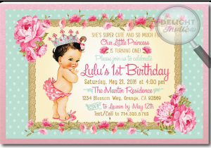 1st Year Baby Birthday Invitation Cards Vintage Princess Baby 1st Birthday Invitations Di 693