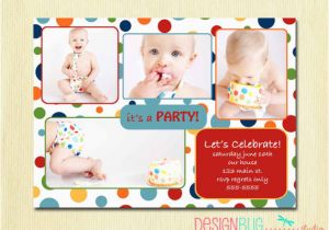 2 Year Old Boy Birthday Invitations First Birthday Party Invitation Rainbow Polka Dot 1st