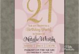 21 Birthday Invite 21st Birthday Invitations Pink Gold Twenty First Birthday