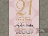 21 Birthday Invite 21st Birthday Invitations Pink Gold Twenty First Birthday