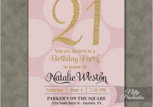 21 Birthday Invite 21st Birthday Invitations Pink Gold Twenty First Birthday