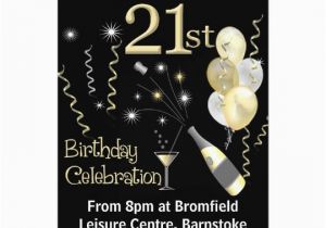 21 Birthday Invite 21st Birthday Party Invitations Black Gold Zazzle Com