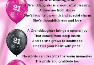 21st Birthday Card Messages for Granddaughter Fridge Magnet Personalised Granddaughter Poem 21st