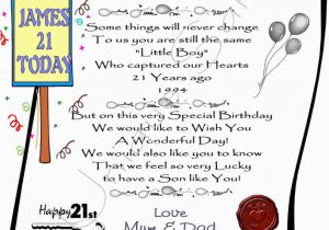 21st Birthday Cards for son Gift for 21st Birthday son Personalized Laminated Card