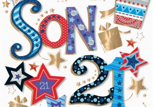 21st Birthday Cards for son son 21st Birthday Handmade Embellished Greeting Card