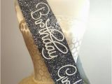 21st Birthday Girl Accessories Birthday Sash Birthday Girl Silver Glitter Handmade by