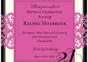 21st Birthday Invitation Wording Samples Decorative Square Border Pink 21st Birthday Invitations