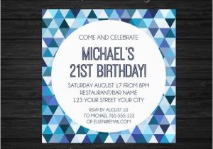 21st Birthday Invitations Male Blue Birthday Invitation Teen 21st 30th 40th 50th