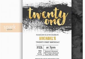 21st Birthday Invitations Male Modern 21st Birthday Invitation for Men with Gold by