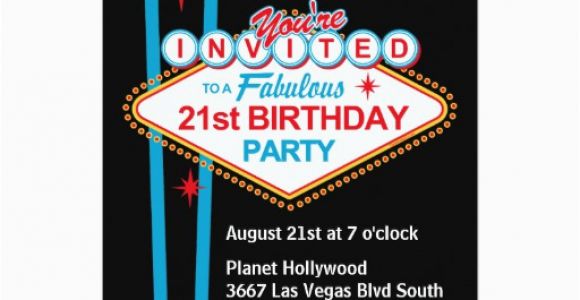 21st Birthday Vegas Invitations Las Vegas 21st Birthday Party Invitation Zazzle