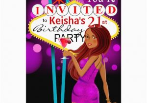 21st Birthday Vegas Invitations Las Vegas 21st Birthday Party Purple 5 Quot X 7 Quot Invitation