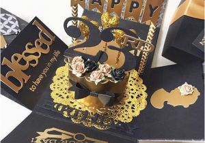 23rd Birthday Gifts for Boyfriend Custom 23rd Handmade Explosion Black and Gold Box Card