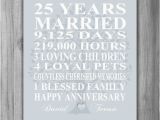 25th Birthday Gifts for Husband 25th Wedding Anniversary Gift Silver Anniversary Print