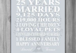 25th Birthday Gifts for Husband 25th Wedding Anniversary Gift Silver Anniversary Print