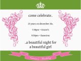 25th Birthday Invitation Templates 25th Birthday Invitation Wording Cimvitation