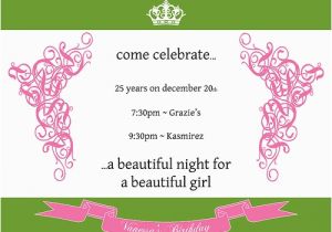 25th Birthday Invitation Templates 25th Birthday Invitation Wording Cimvitation