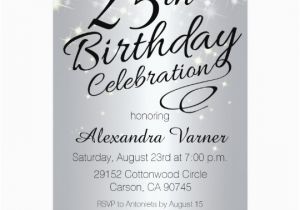 25th Birthday Invitation Templates 25th Birthday Invitations Silver Sparkly Invites