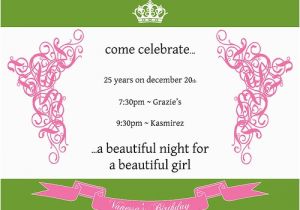 25th Birthday Invite 25th Birthday Invitation Wording Cimvitation