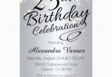 25th Birthday Invite 25th Birthday Invitations Silver Sparkly Invites