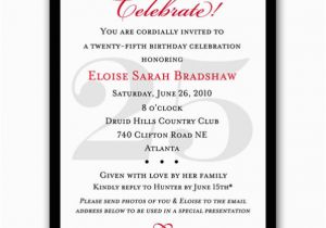 25th Birthday Invite Classic 25th Birthday Celebrate Milestone Invitations