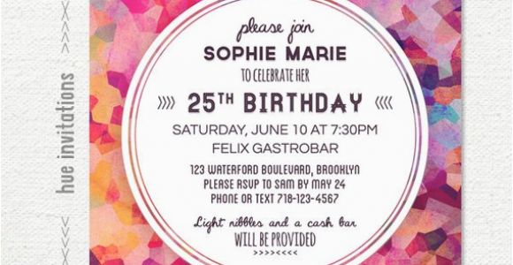 25th Birthday Invite Geometric 25th Birthday Party Invitation Adult Birthday