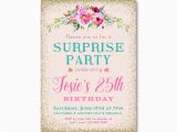 25th Birthday Invite Surprise Party Invitations Women 39 S 25th Birthday or Any