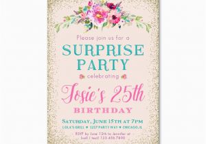 25th Birthday Invite Surprise Party Invitations Women 39 S 25th Birthday or Any