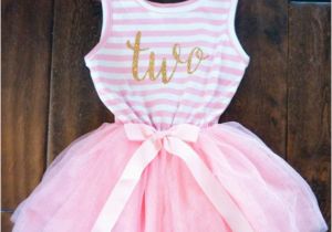 2nd Birthday Dresses Birthday Outfit with Gold Letters and Pink Tutu by