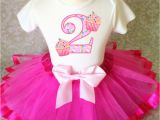 2nd Birthday Dresses Cupcake Pink Cute Number 2nd Second Birthday Tutu Shirt