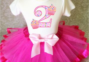 2nd Birthday Dresses Cupcake Pink Cute Number 2nd Second Birthday Tutu Shirt
