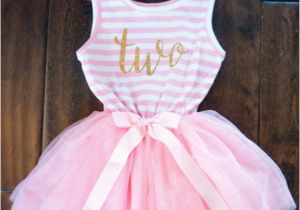 2nd Birthday Dresses for Girls Birthday Outfit with Gold Letters and Pink Tutu by